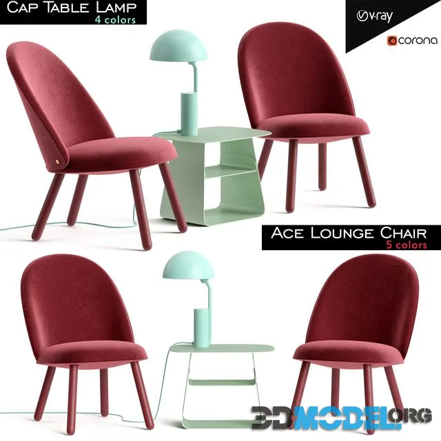 Ace Lounge Chair and Cap Table Lamp