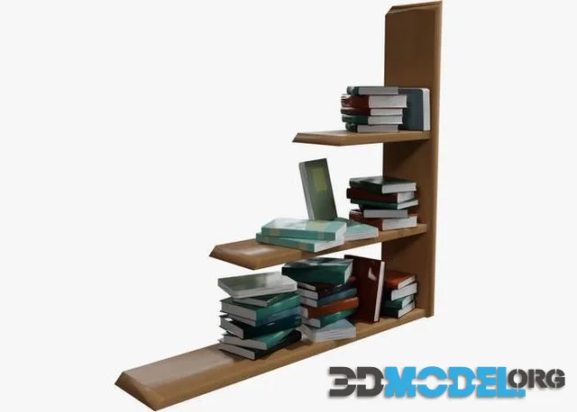 Cartoon Wall shelf with books (PBR)