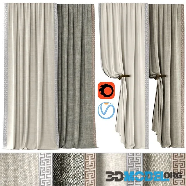 Curtains 136 Kvadrat - Artic SAMUEL & SONS - ATHINA EMBROIDERED BORDER