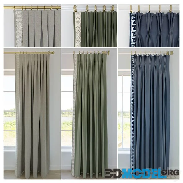 Set of curtains with decorative trim