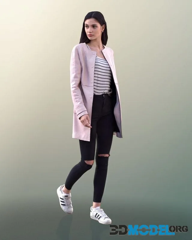 Young girl Myriam in fashionable clothes in a standing pose