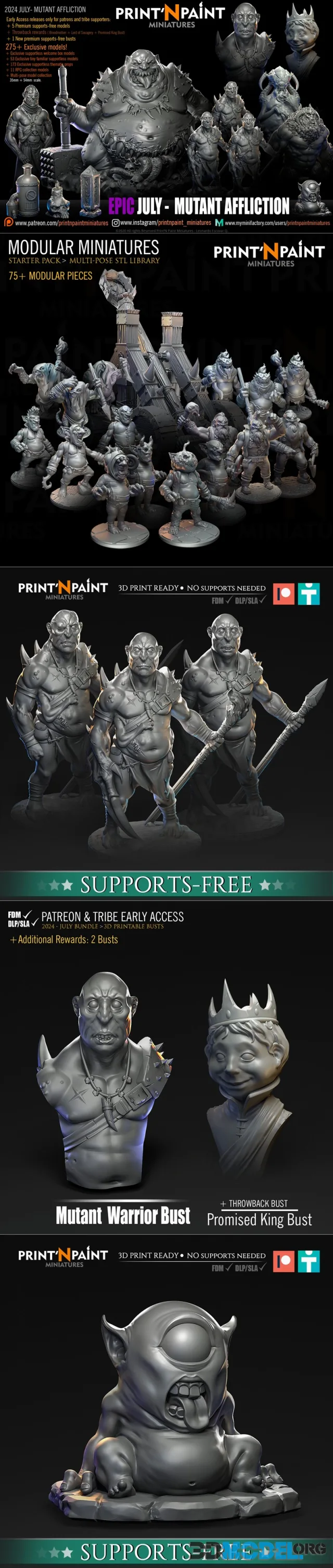 Print'N Paint Miniatures - Mutant Affliction (Gallery) July 2024 – Printable