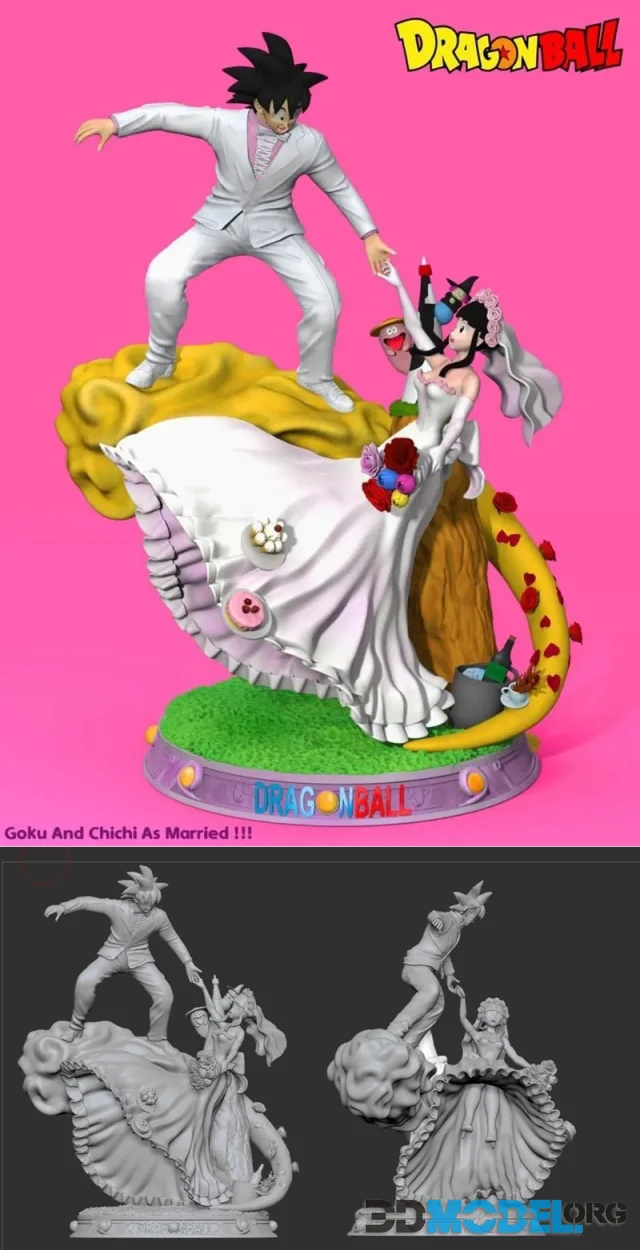Goku and Chichi Maried – Printable