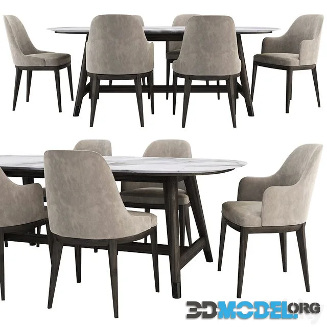 Anna Chair and Desco Table by Flexform