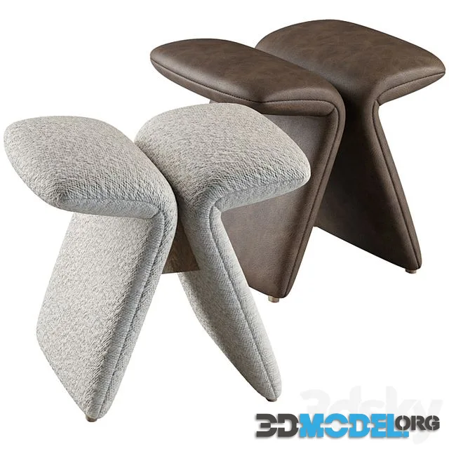 Butterfly stool leather and boucle