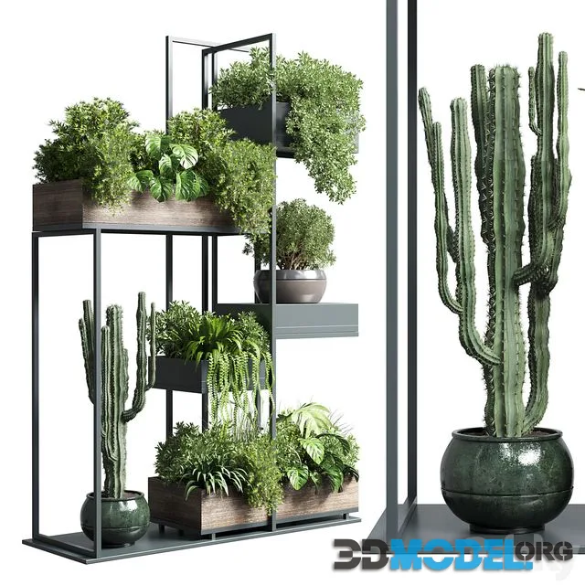 Collection Outdoor Indoor plant stand-metal and wooden vase 13