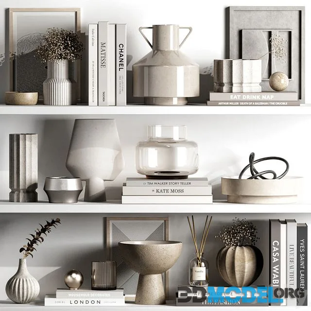Decorative set 87 (vases, books)