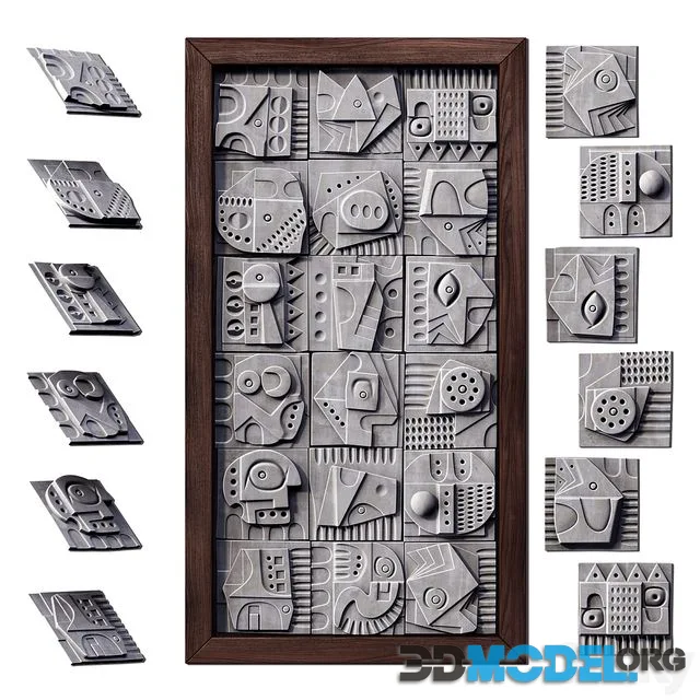 Panel decorative cube square n3