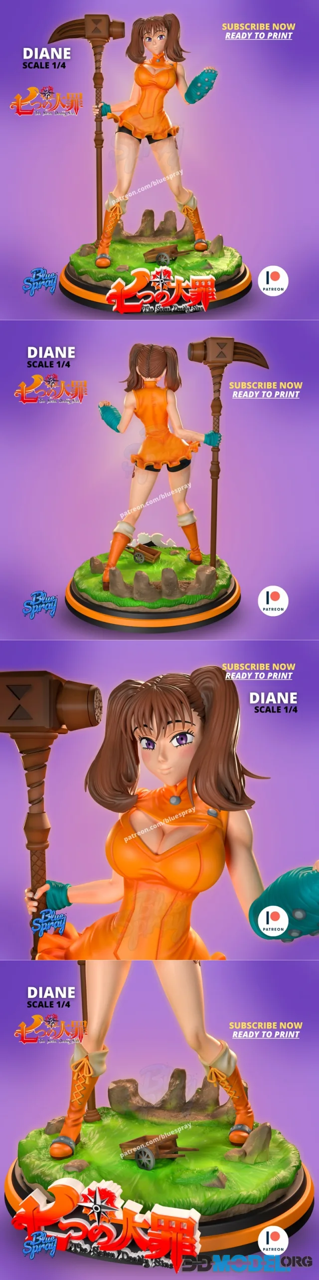 Blue Spray - Diane Sculpture (Nanatsu no Taizai) – Printable