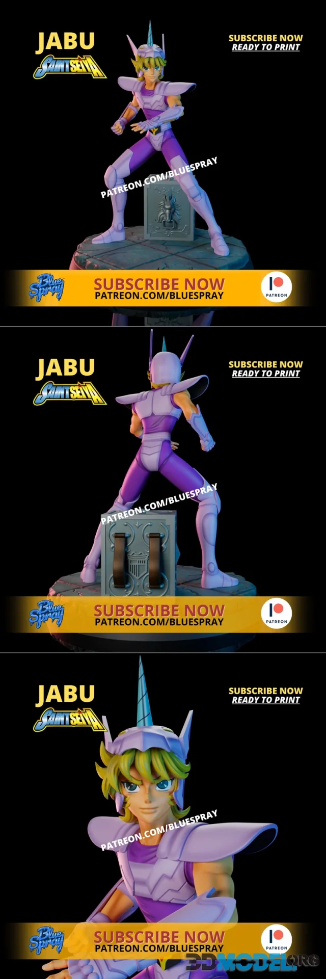 Blue Spray - Unicorn Jabu Sculpture (Saint Seiya) – Printable