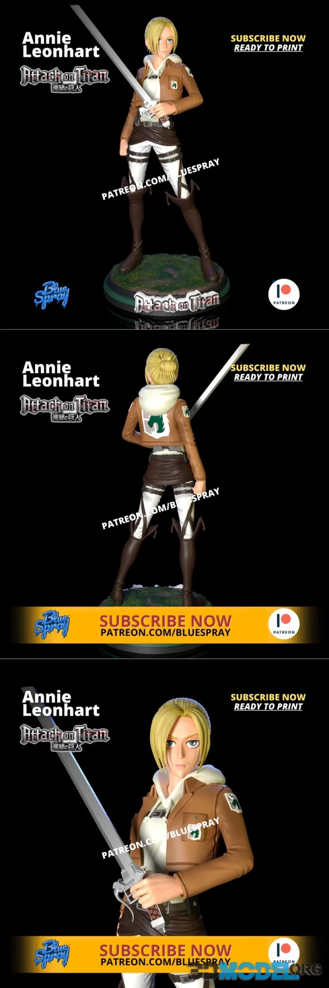 Blue Spray - Annie Leonhart Sculpture (Attack on Titan) – Printable