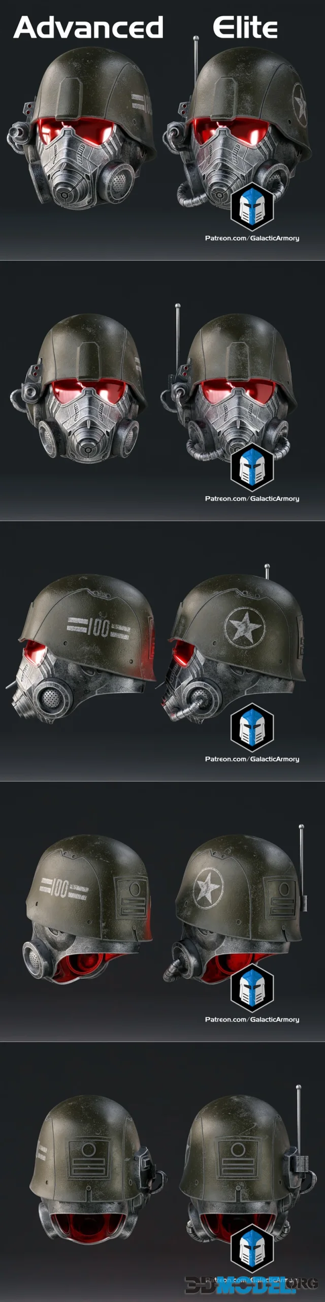 Fallout NCR Ranger Advanced and Elite Helmets – Printable