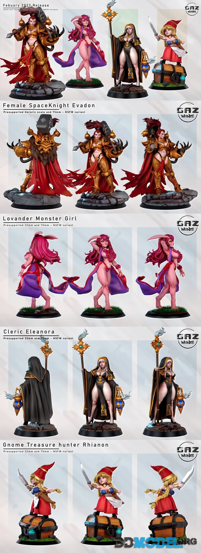 Gaz Minis February 2023 Pinup Release – Printable