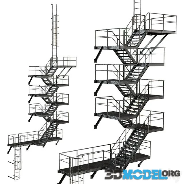 Metal Outdoor Fire Escape Stairs