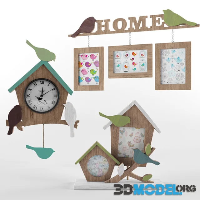 3D Model – Photo frames and clocks Birds