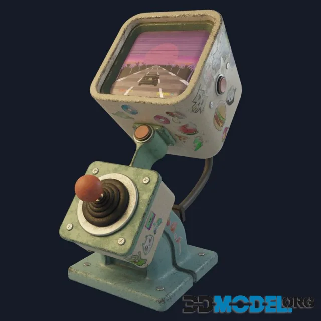 Retro-Videogame old game console with light (PBR)