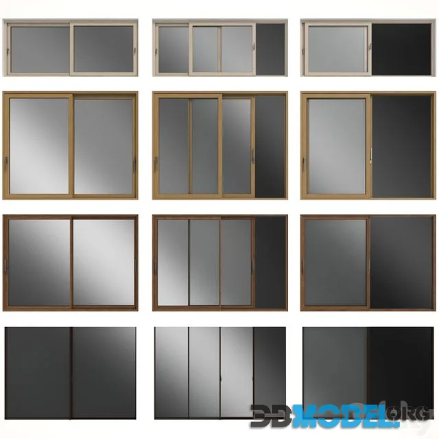 Sliding stained glass wooden windows & doors
