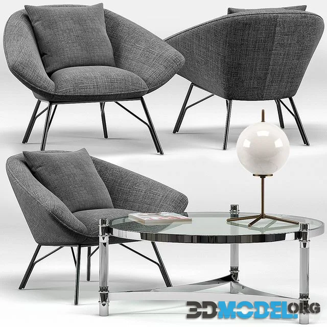 Soren Lounge Chair, Eichholtz Trento Coffee Table