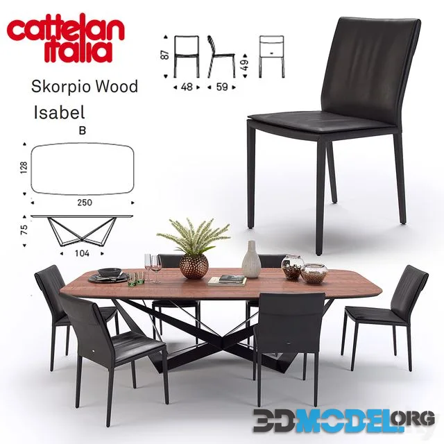 Table Scorpio Wood Chair Isabel Cattelan Italia