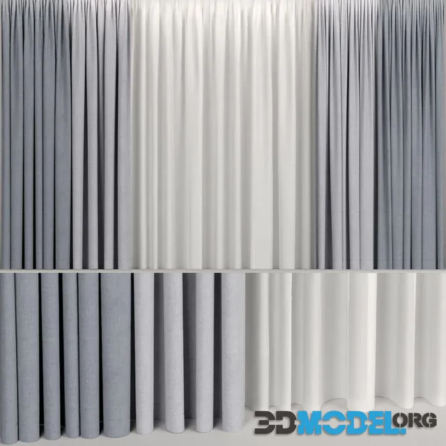 Wide curtains in two colors with tulle