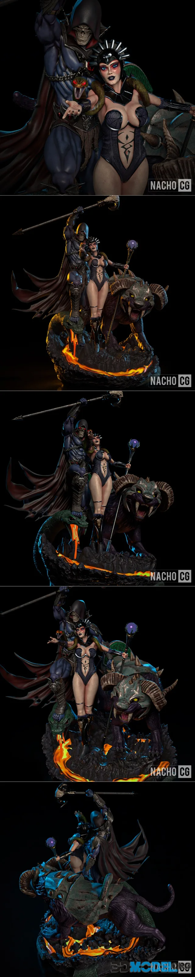 Fan Art - Skeletor Evil-lyn and Panthor Diorama – Printable