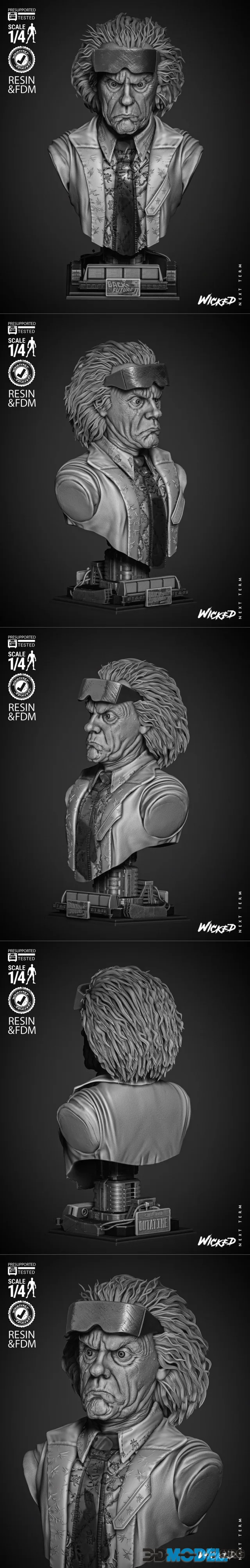 WICKED - Dr. Emmett Brown Portrait Bust – Printable