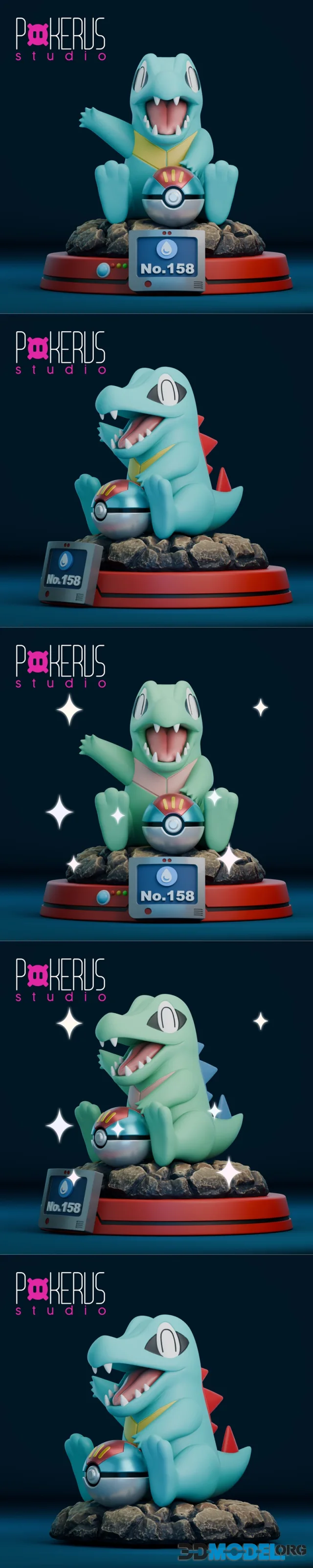 Pokerus Studio - Totodile Statue – Printable