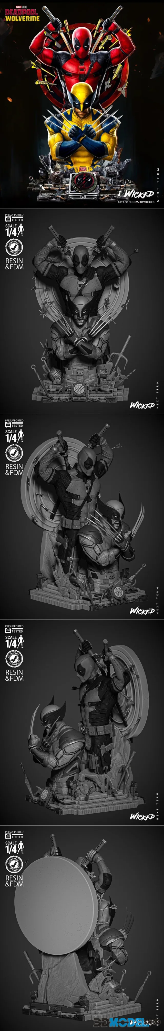 WICKED - Deadpool and Wolverine Bust Diorama – Printable