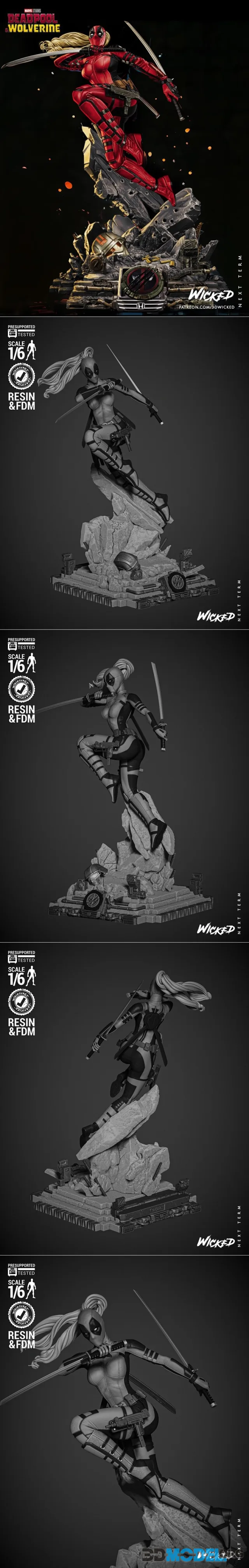 WICKED - Lady Deadpool Sculpture – Printable
