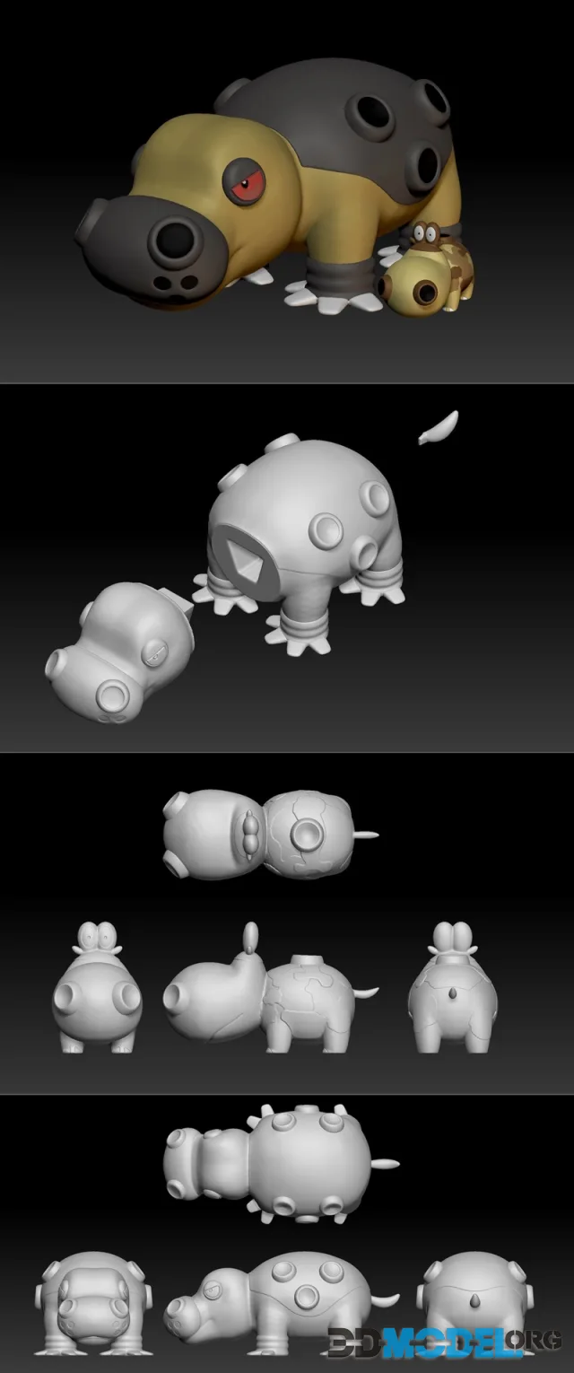 Pokemon Hippopotas Hippowdon – Printable