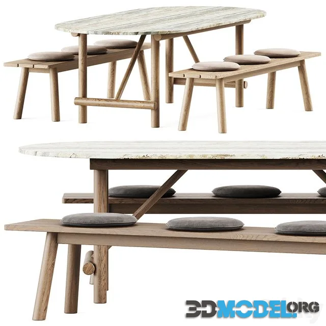 Ayana Outdoor Table and Bull Bench by B&B Italia