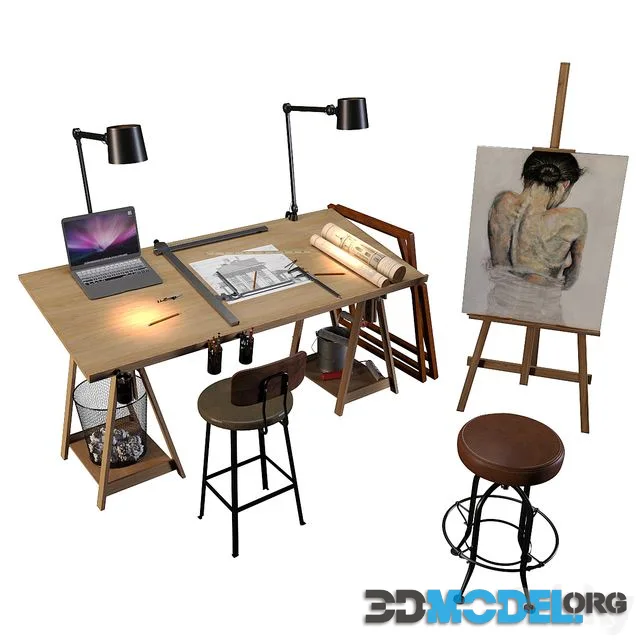 Decorative set of art workshop