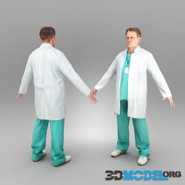 Male doctor in uniform ready for animation 370 (PBR)