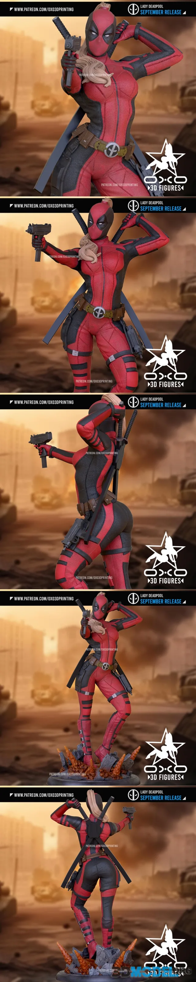 OXO3D Figures - Lady Deadpool – Printable