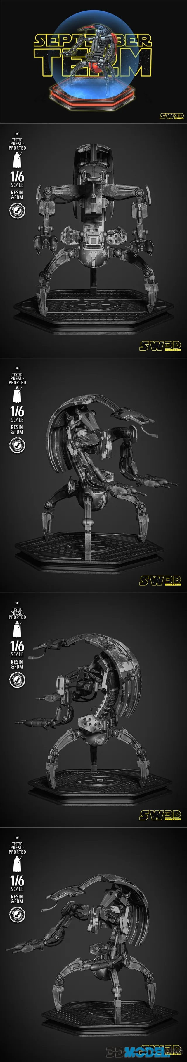 SW3D - Droideka Sculpture – Printable