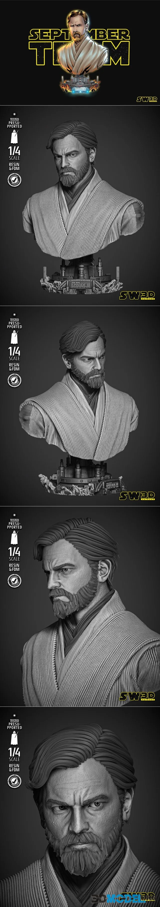 SW3D - Obi Wan Kenobi Bust Portrait – Printable