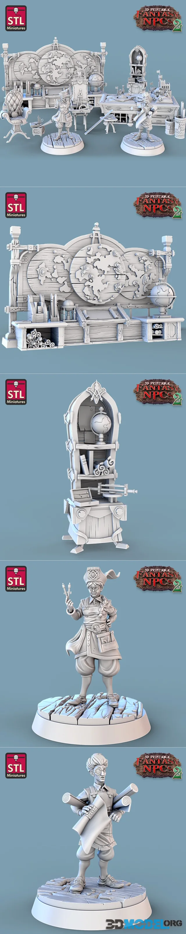STL Miniatures - Fantasy NPCs 2 - Cartographers Set – Printable