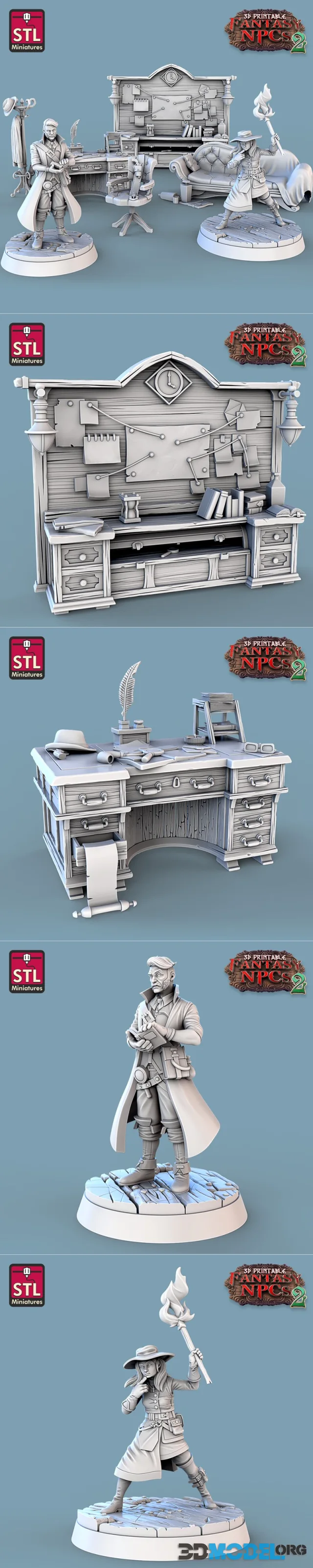 STL Miniatures - Fantasy NPCs 2 - Investigator Set – Printable