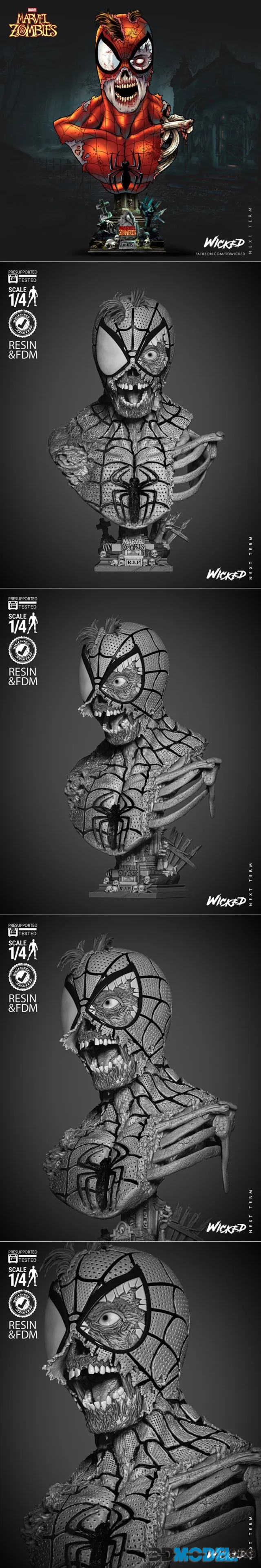 WICKED - Spiderman Zombie Portrait Bust – Printable