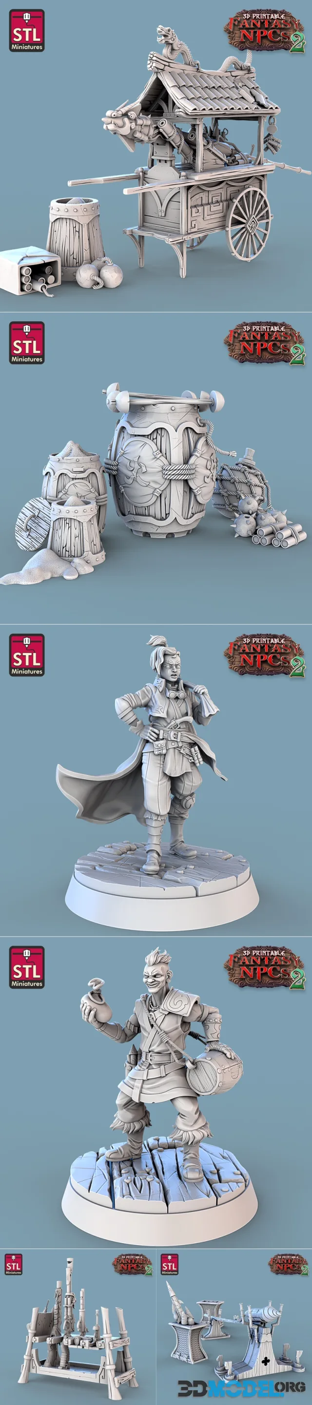 STL Miniatures - Fantasy NPCs 2 - Gunpowder Set – Printable
