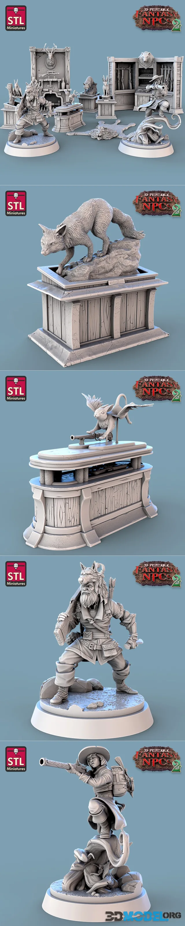 STL Miniatures - Fantasy NPCs 2 - Trophy Hunter Set – Printable