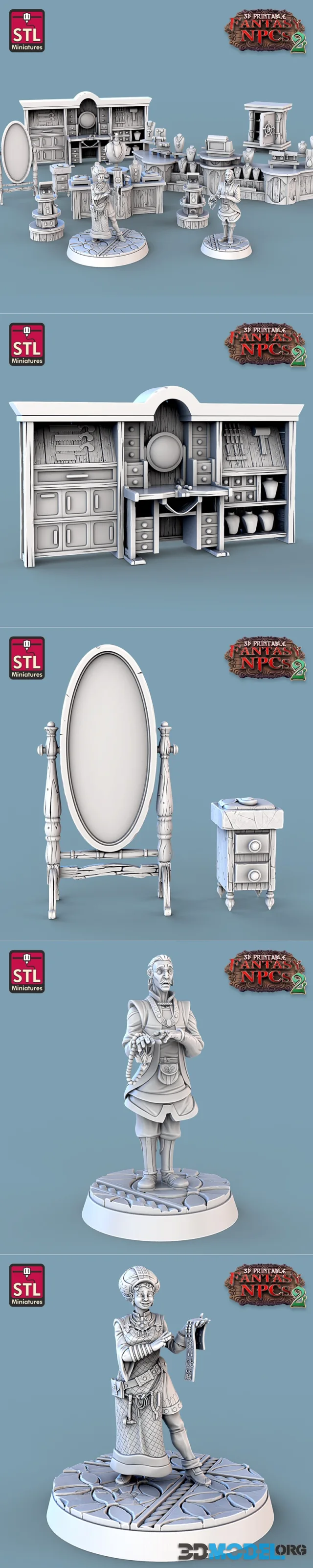 STL Miniatures - Fantasy NPCs 2 - Jewelers Set – Printable