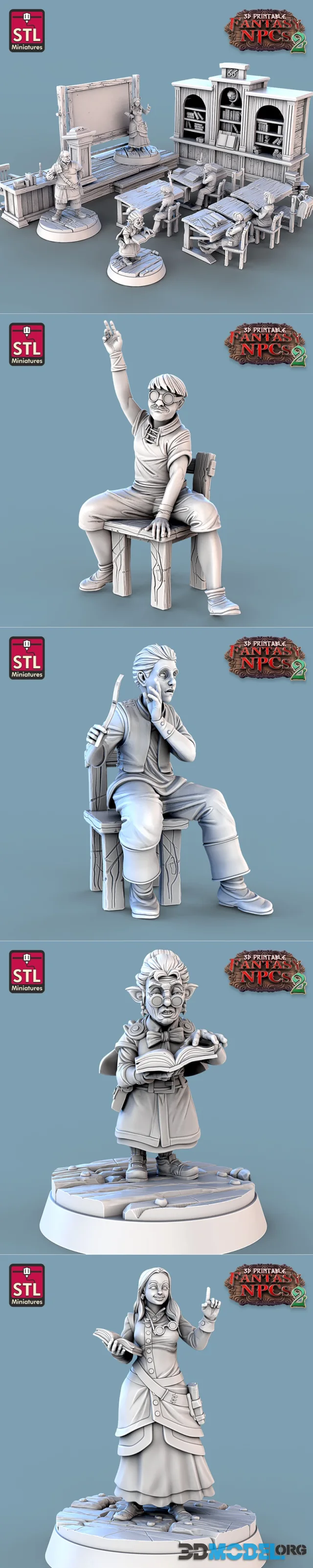 STL Miniatures - Fantasy NPCs 2 - Classroom Set – Printable