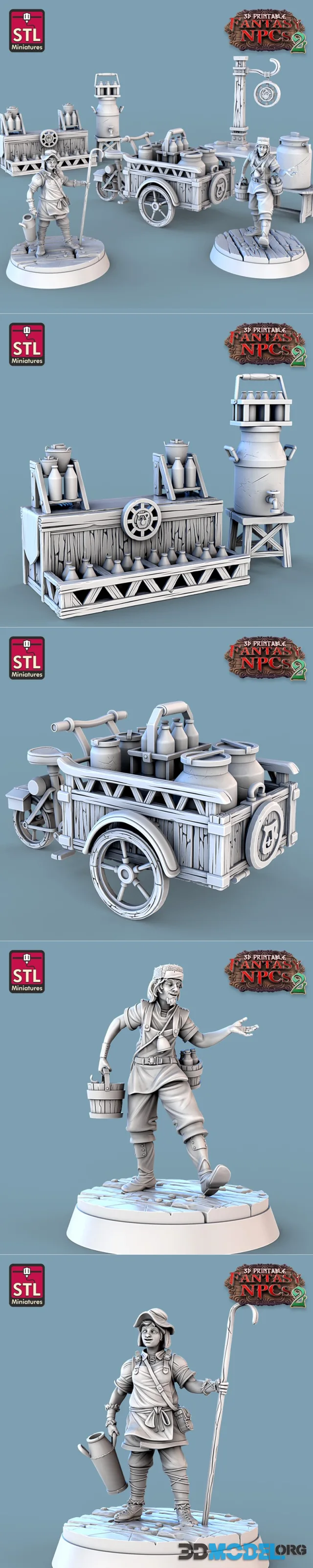 STL Miniatures - Fantasy NPCs 2 - Milk Man Set – Printable