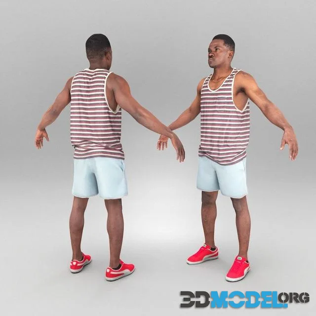 African man in casual ready for animation 367 (PBR)