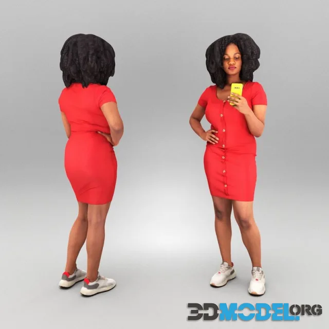 Attractive woman in dress using smartphone 381 (PBR)