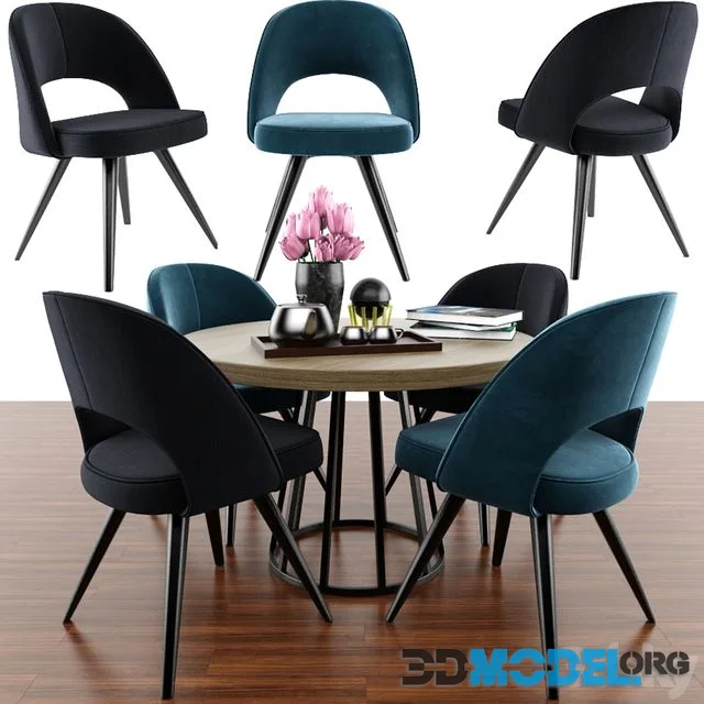 Modrest Gloria Modern Blue Chair Set With Parquet