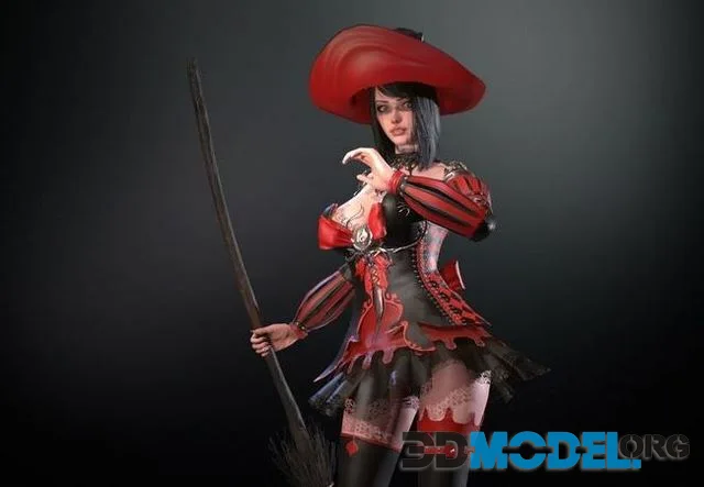Witch with broom (PBR)