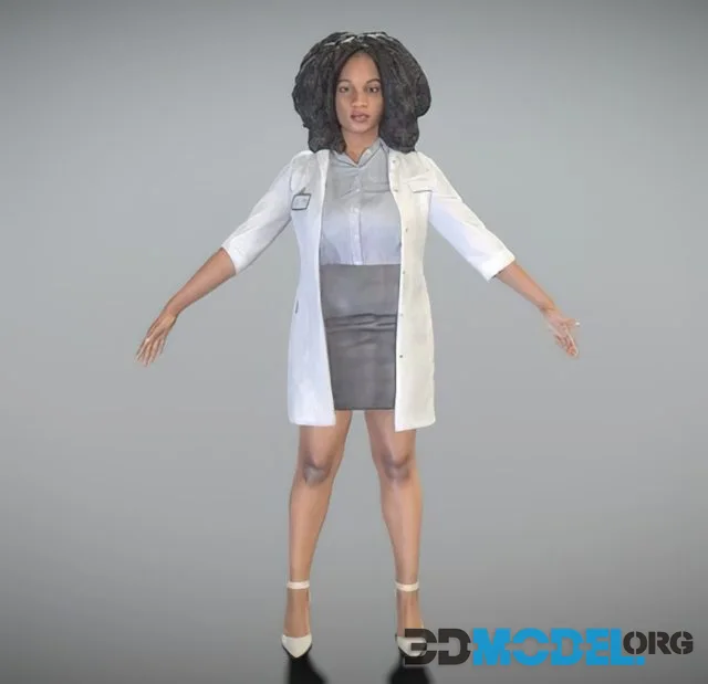 Young Woman In Lab Gown In A Pose 288