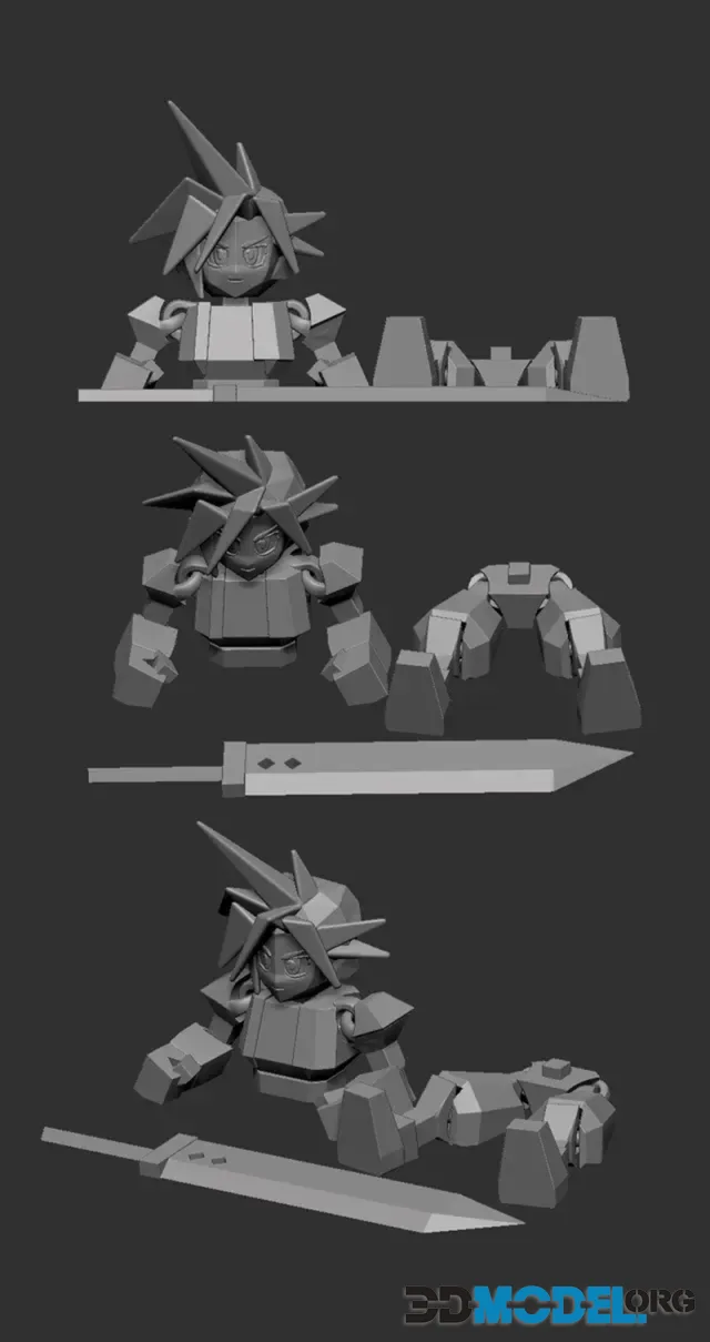 Flexi Low Poly Cloud Strife – Printable